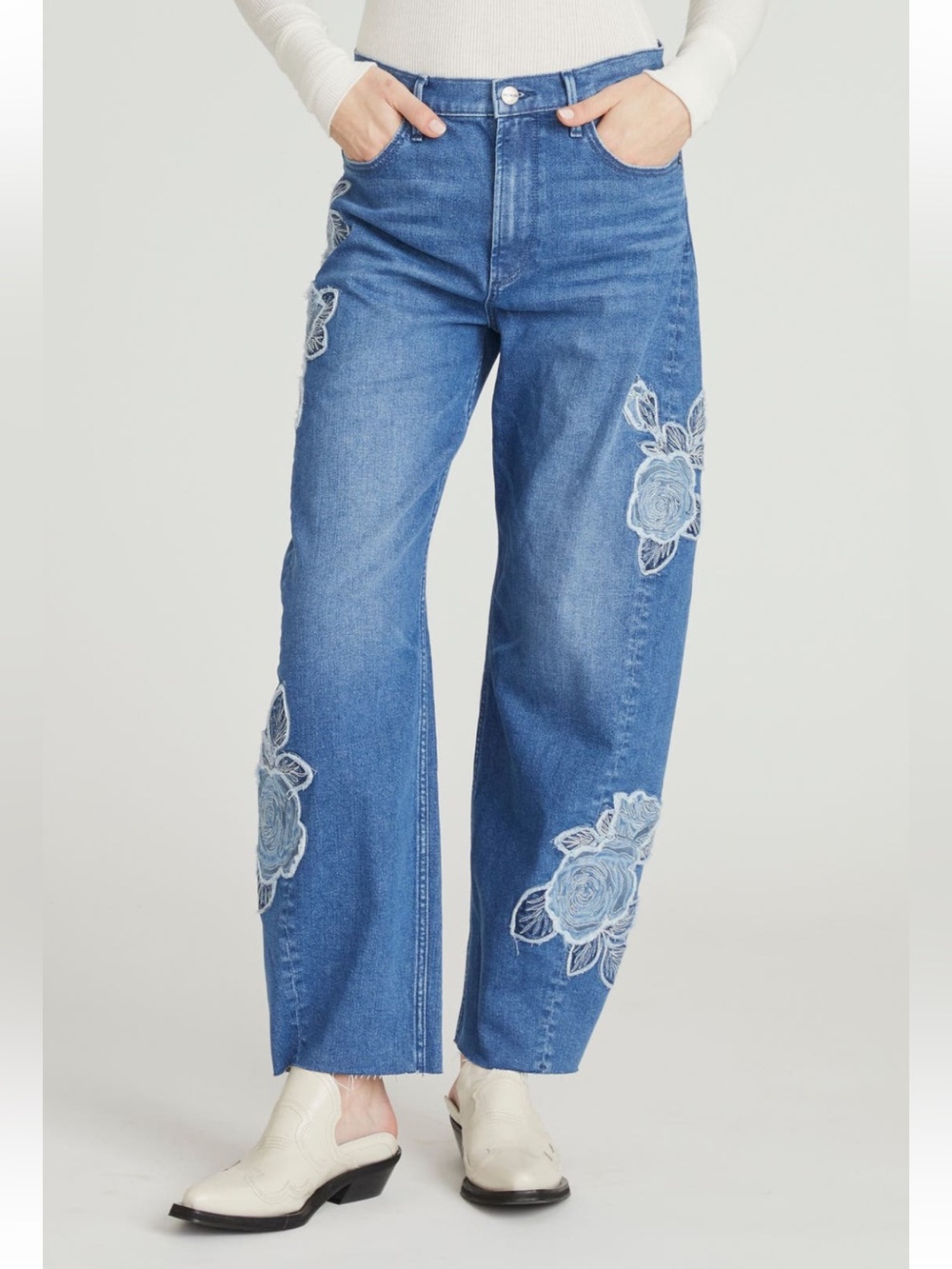 NWT Driftwood Parker Rose Patchwork Barrel Leg Jeans Sz 24X28